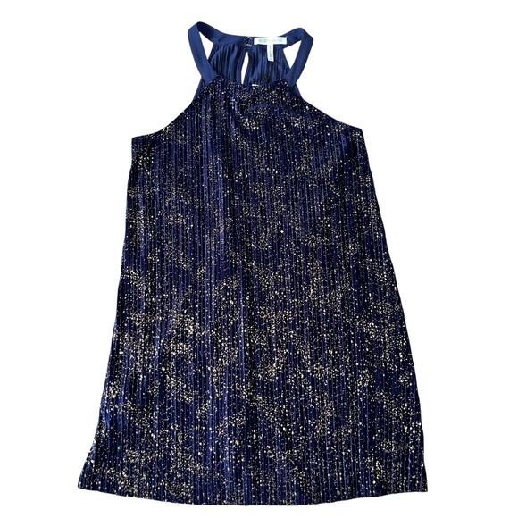 BCBGeneration Dress Velvet Gold Metallic Pleated Mini - Picture 5 of 9
